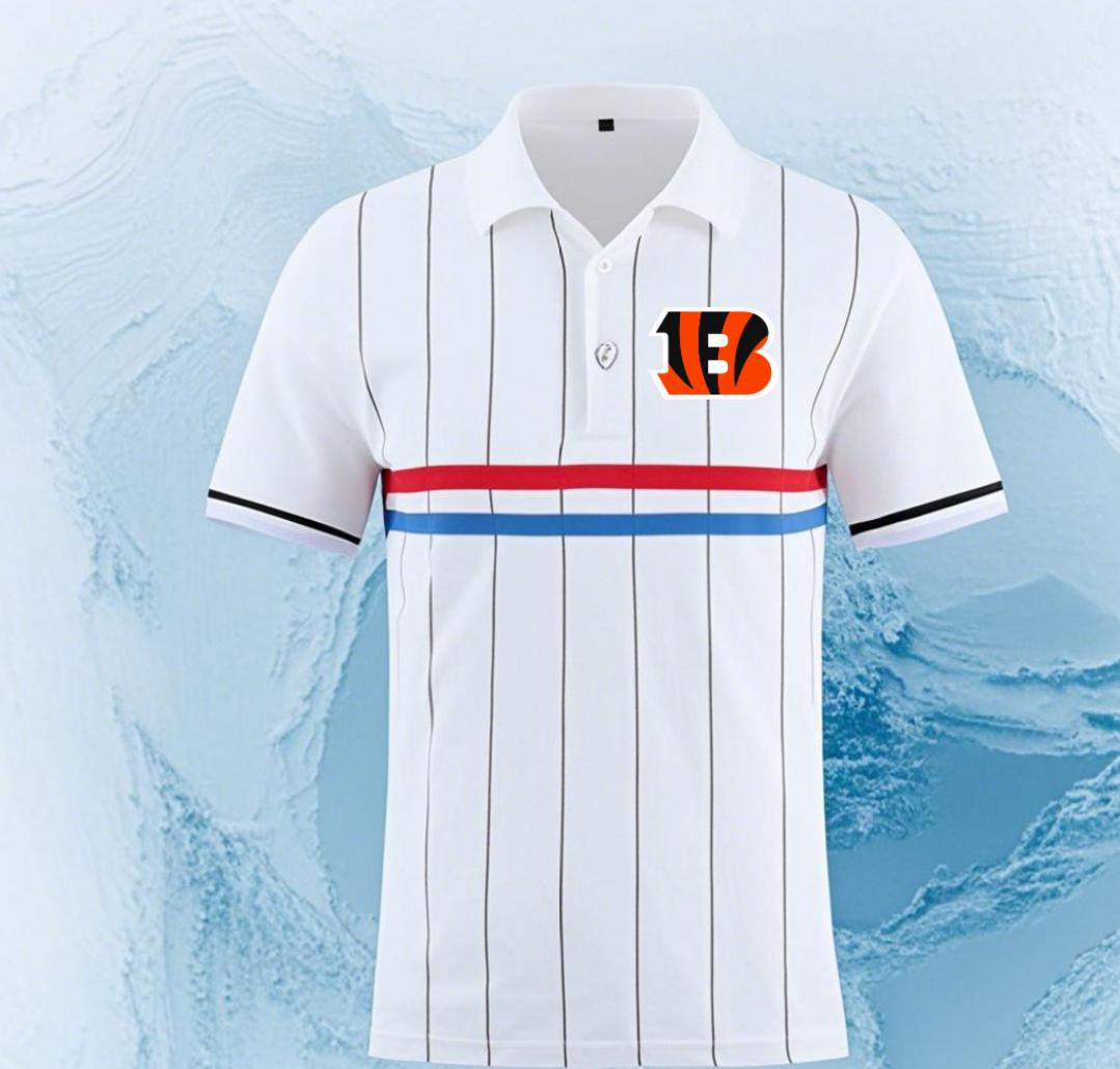 Cincinnati Bengals white #87 Men 2025 NFL polo T shirt